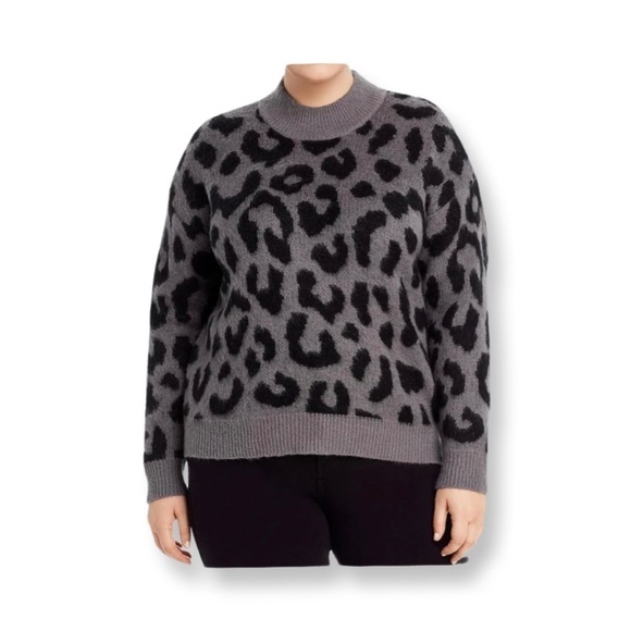 Aqua Sweaters - Aqua NWT Leopard Print Mock Neck Sweater Size 1X